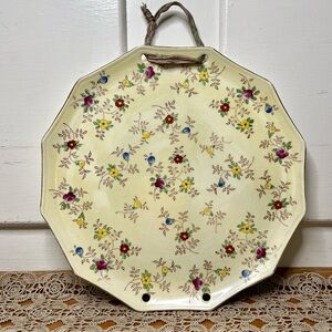 Vintage Floral Ceramic Plate Wall Hanging Decor Made in Japan